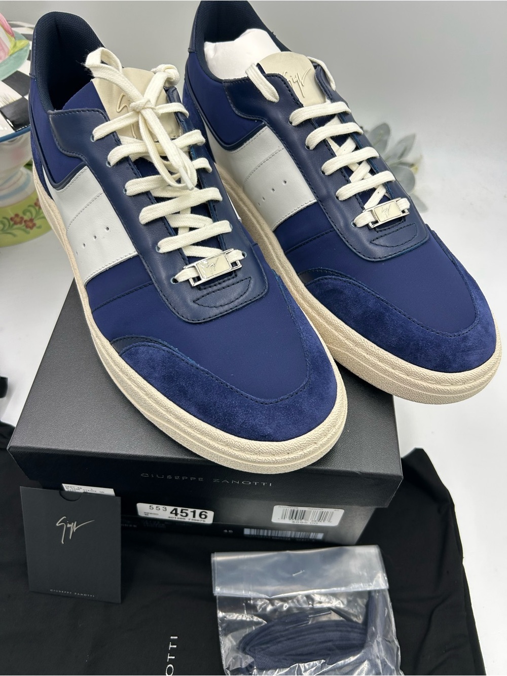 Men's Giuseppe Zanotti, GZ nitro, leather and suede sneakers size 46 made Italy